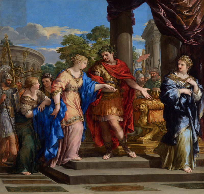 César zet Cleopatra opnieuw op de troon van Egypte - Pietro da Cortona