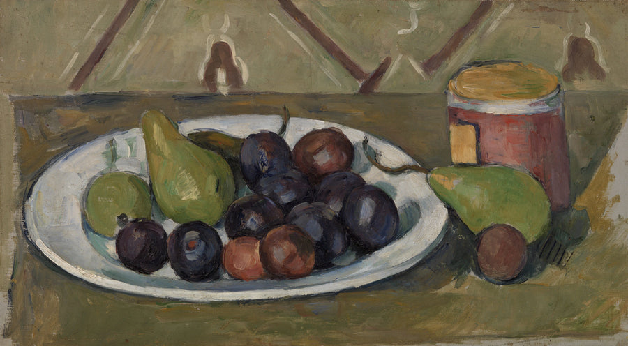 Bord met fruit en conservenpot - Paul Cézanne