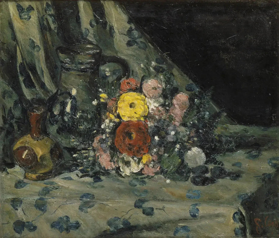 Boeket met gele dahlia - Paul Cézanne