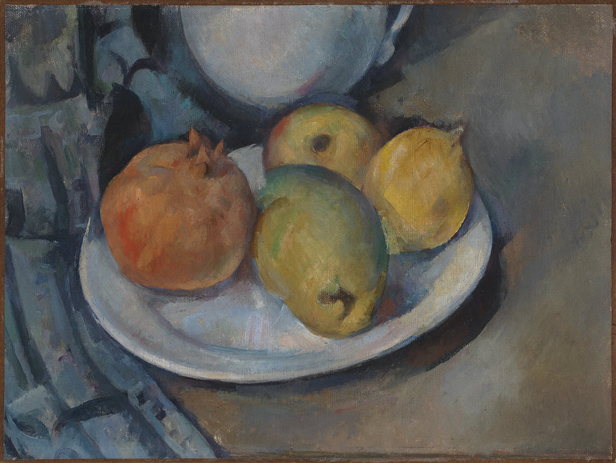 Granaatappel en peren op een bord - Paul Cézanne