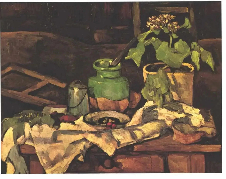 Bloempot op een tafel - Paul Cézanne