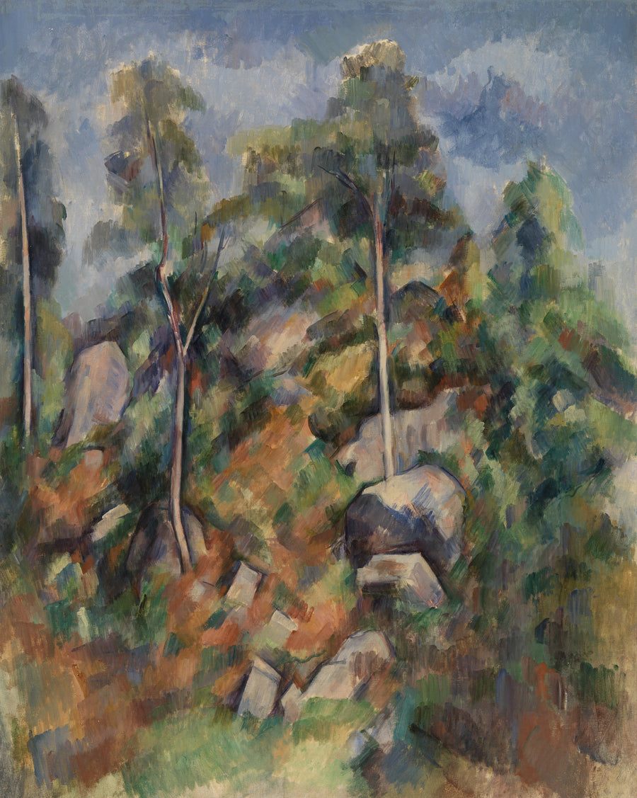 Rotsen en bomen - Paul Cézanne