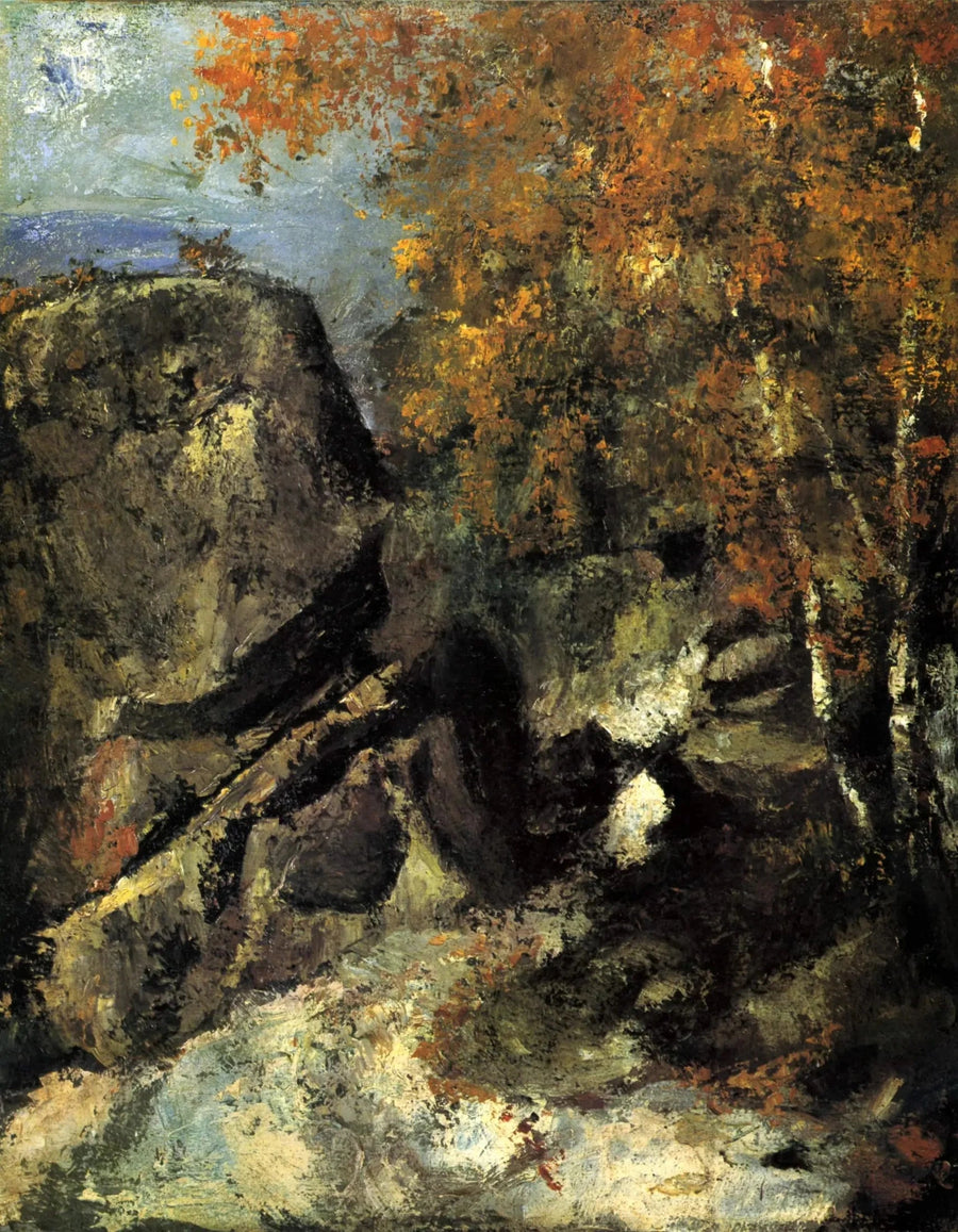 Rotsen in het bos - Paul Cézanne