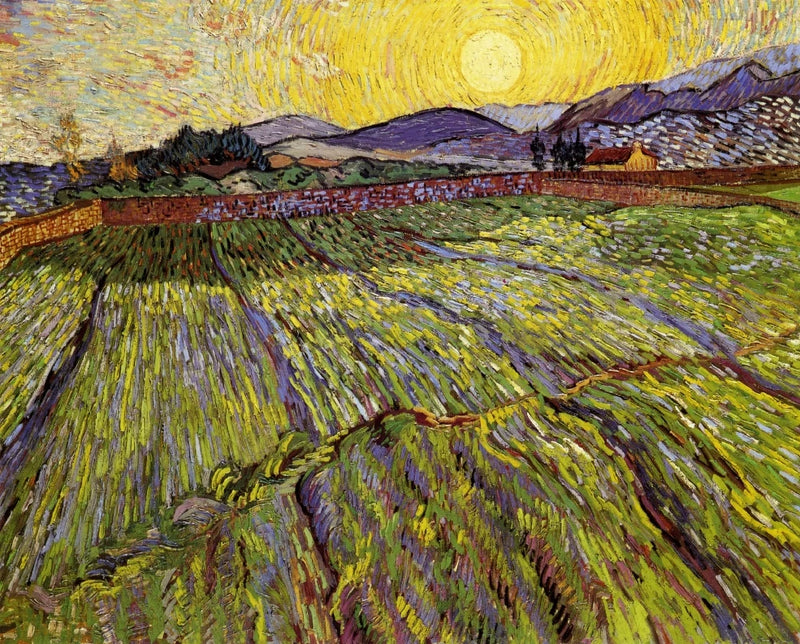 Gesloten veld met opkomende zon - Vincent van Gogh