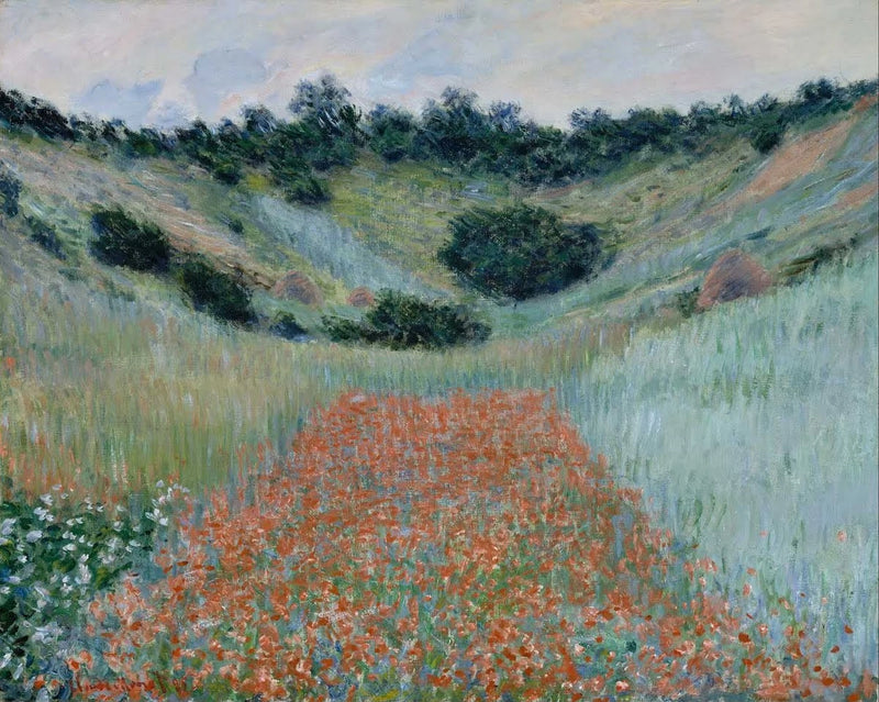 Papaverveld in een holle W1000 - Claude Monet