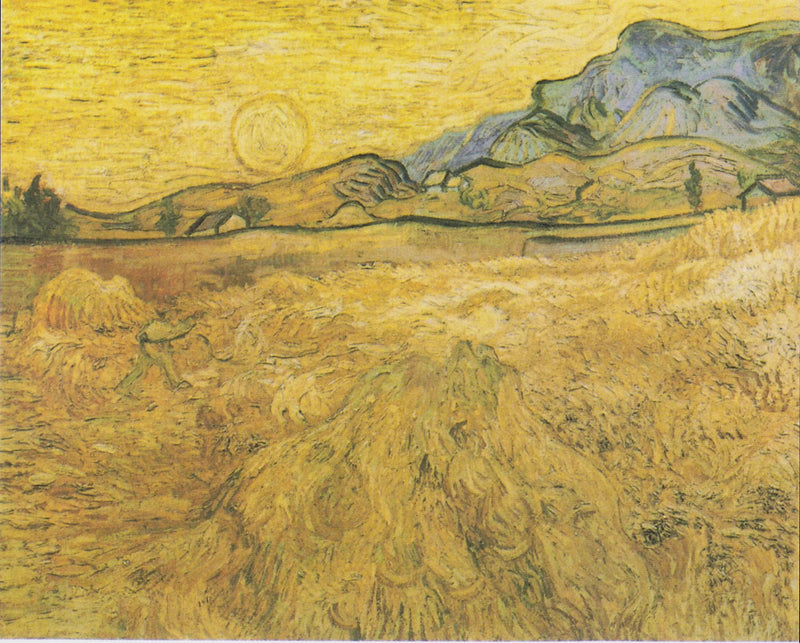 Tarweveld met maaimachine en zon - Vincent van Gogh