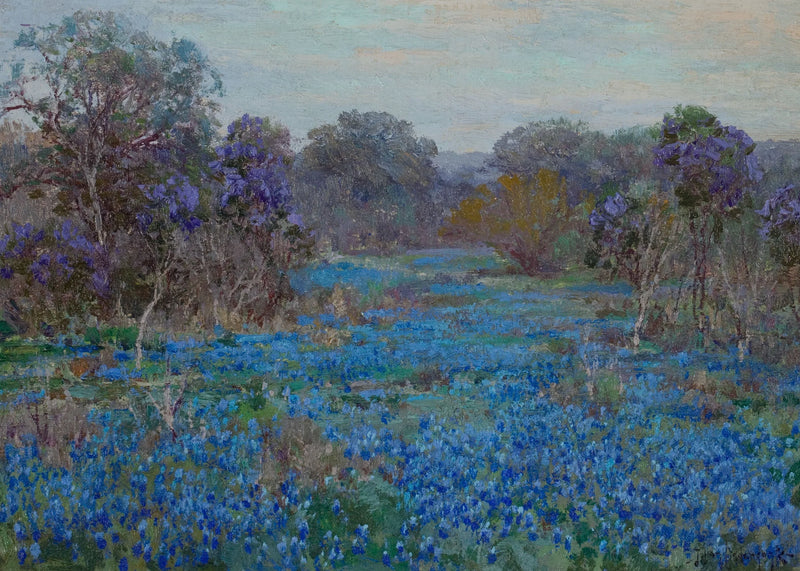 Veld met blauwe lupines met bomen - Julian Onderdonk