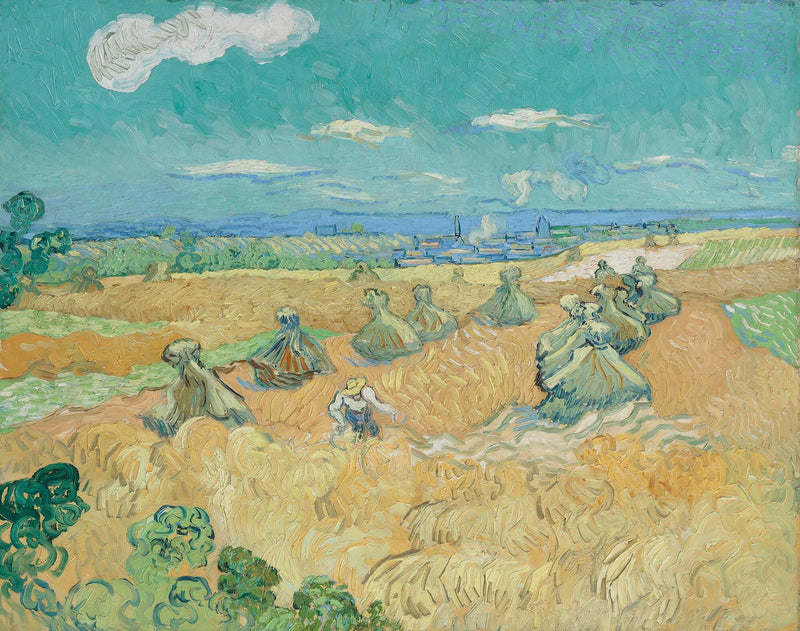 Tarweveld met schoven en maaidorser - Vincent van Gogh