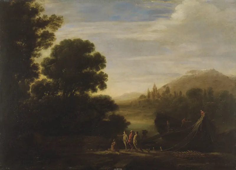 Het laden van hout in het gouden avondlicht - Claude Lorrain