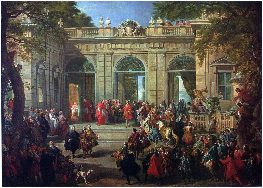 Charles de Bourbon visitant le Pape Benoît XIV au Café du Quirinal - Giovanni Paolo Panini - Alpha Reproduction