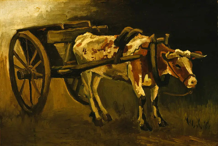 Kar met rood-witte os - Vincent van Gogh