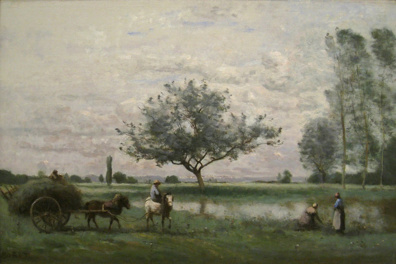 Hooiweide langs een rivier - Jean-Baptiste Camille Corot