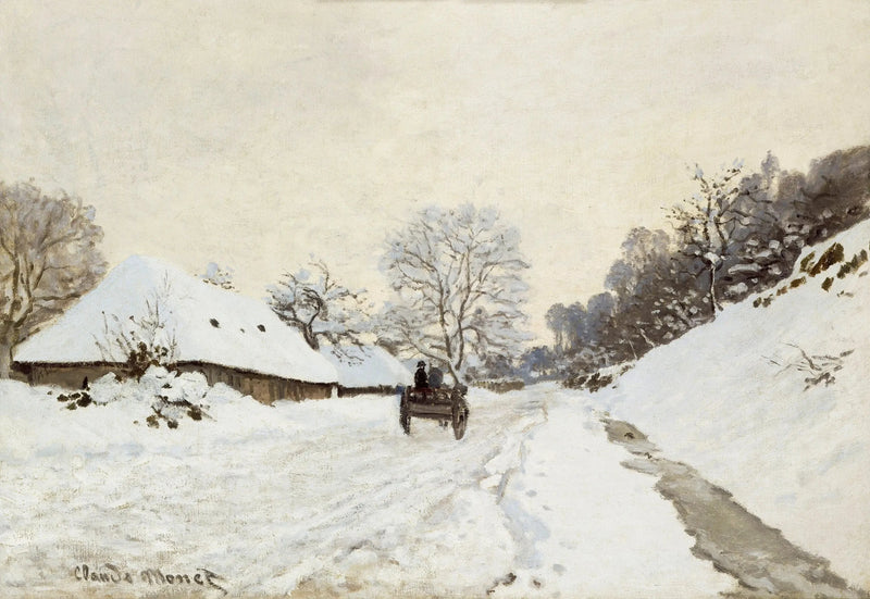 La Charrette, weg onder de sneeuw in Honfleur W50 - Claude Monet