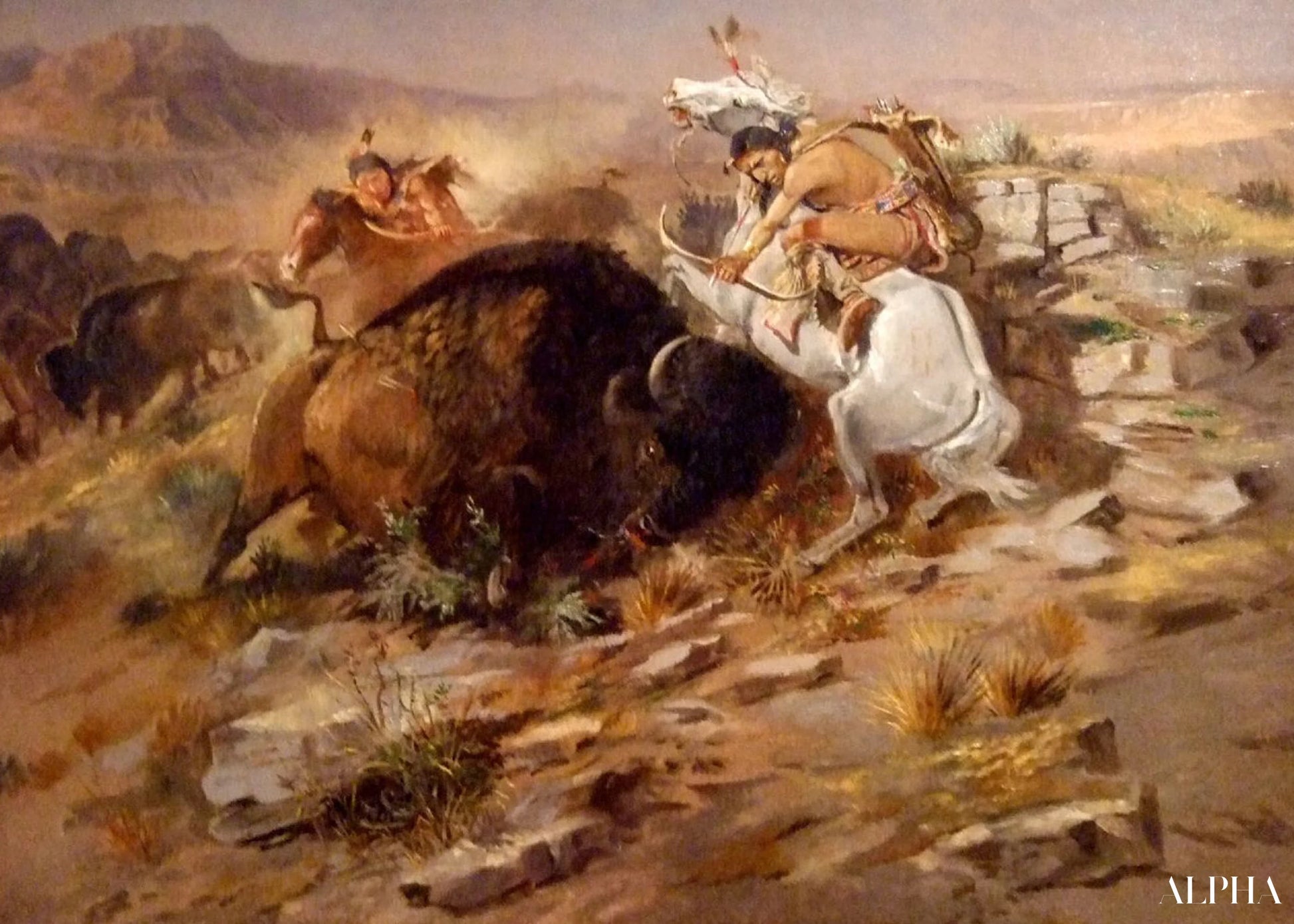 Bizonjacht - Charles Marion Russell - Reproducties van hoogwaardige schilderijen en kunstwerken
