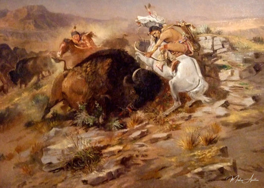 Chasse au bison - Charles Marion Russell - Reproductions de tableaux et peintures haut de gamme