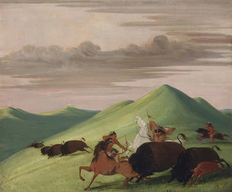 Bizonjacht, stier die een koe en haar kalf beschermt - George Catlin

Source:
Chasse au bison, taureau protégeant une vache et son veau - George Catlin