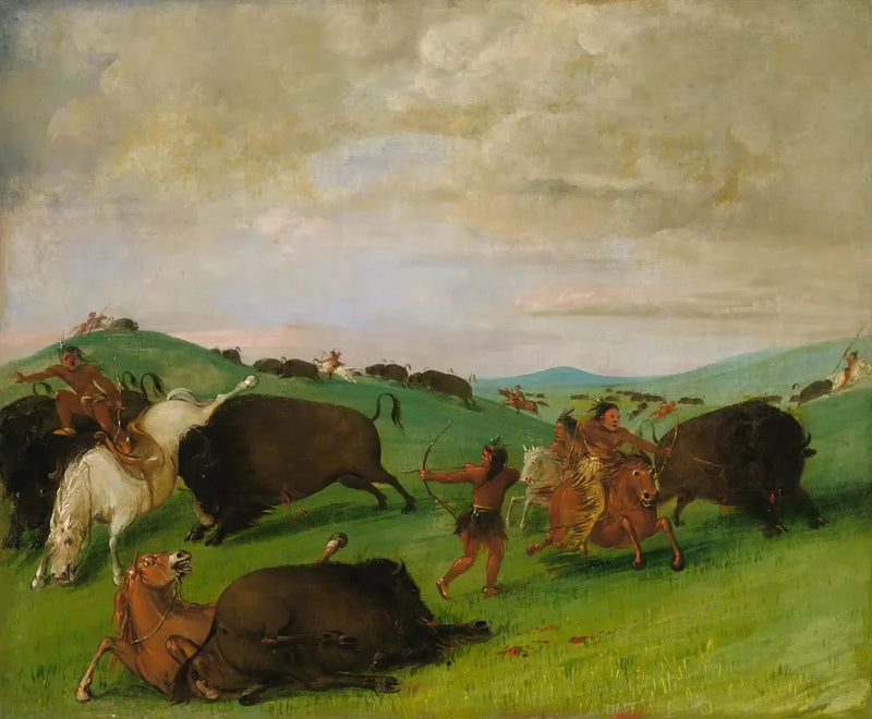 Bizonjacht, stieren die vechten met mannen en paarden - George Catlin

Source:
Chasse au bison, taureaux se battant avec hommes et chevaux - George Catlin
