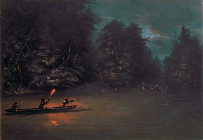 Jacht op herten met fakkels in een boomstam-kano - George Catlin

Source:
Chasse au cerf aux flambeaux en canoë d'écorce - George Catlin
