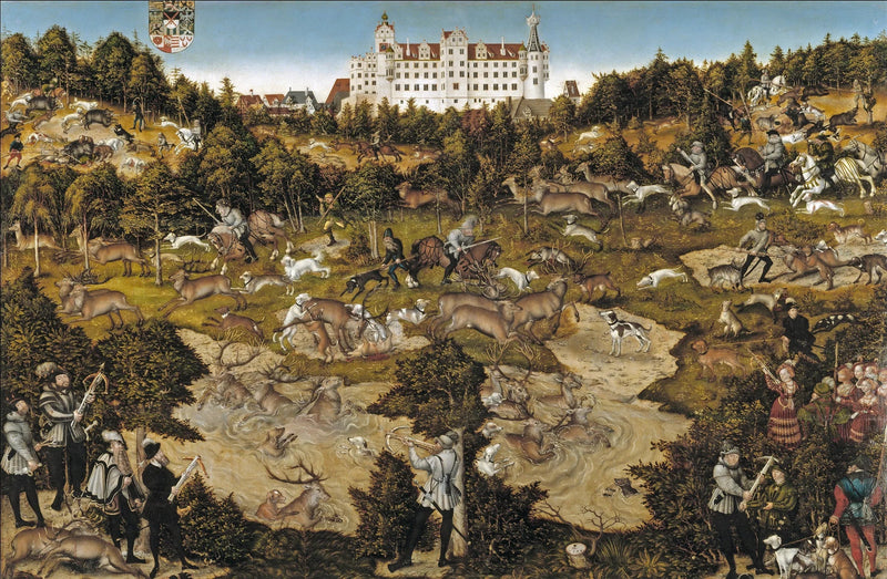 Jacht op het kasteel van Torgau ter ere van Karel V - Lucas Cranach de Oudere