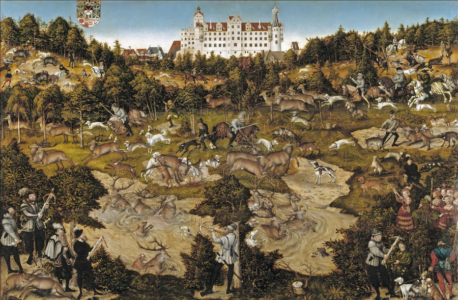 Jacht op het kasteel van Torgau ter ere van Karel V - Lucas Cranach de Oudere
