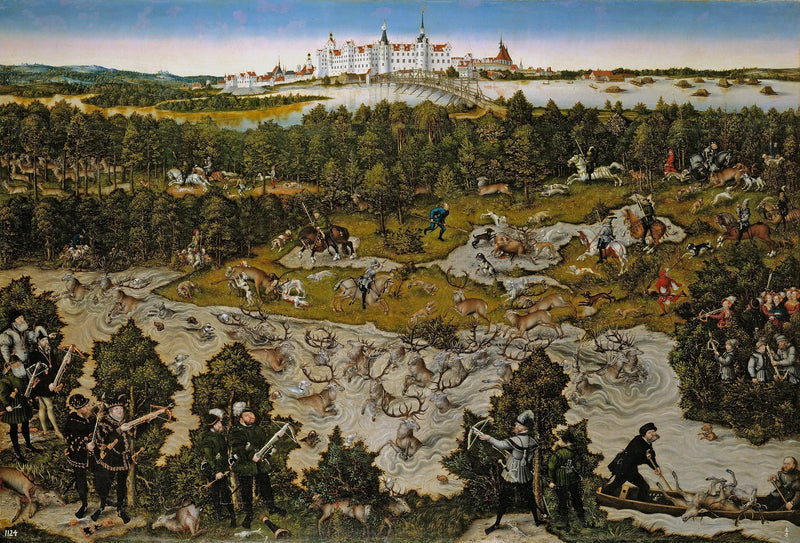 Jacht op het kasteel van Torgau ter ere van Ferdinand I - Lucas Cranach de Oudere