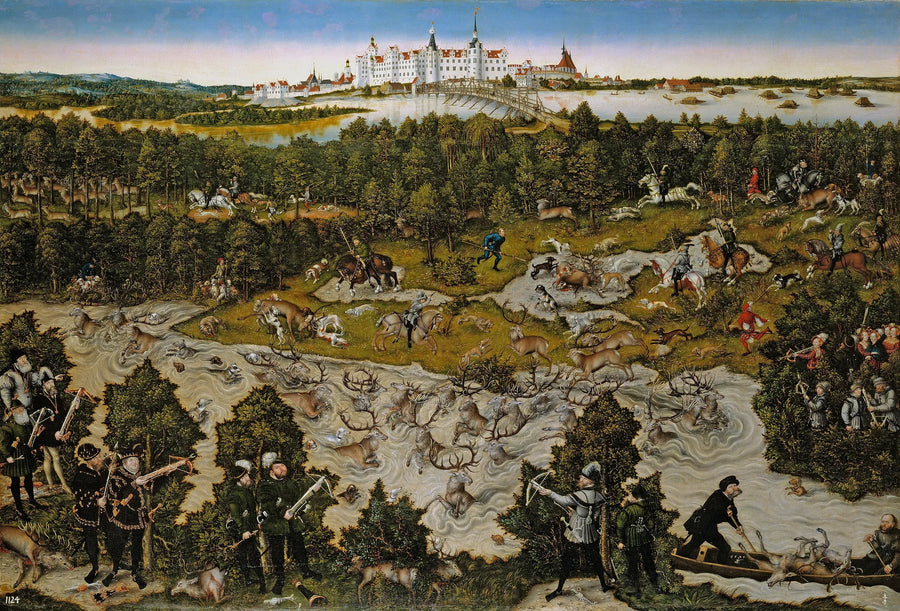 Jacht op het kasteel van Torgau ter ere van Ferdinand I - Lucas Cranach de Oudere