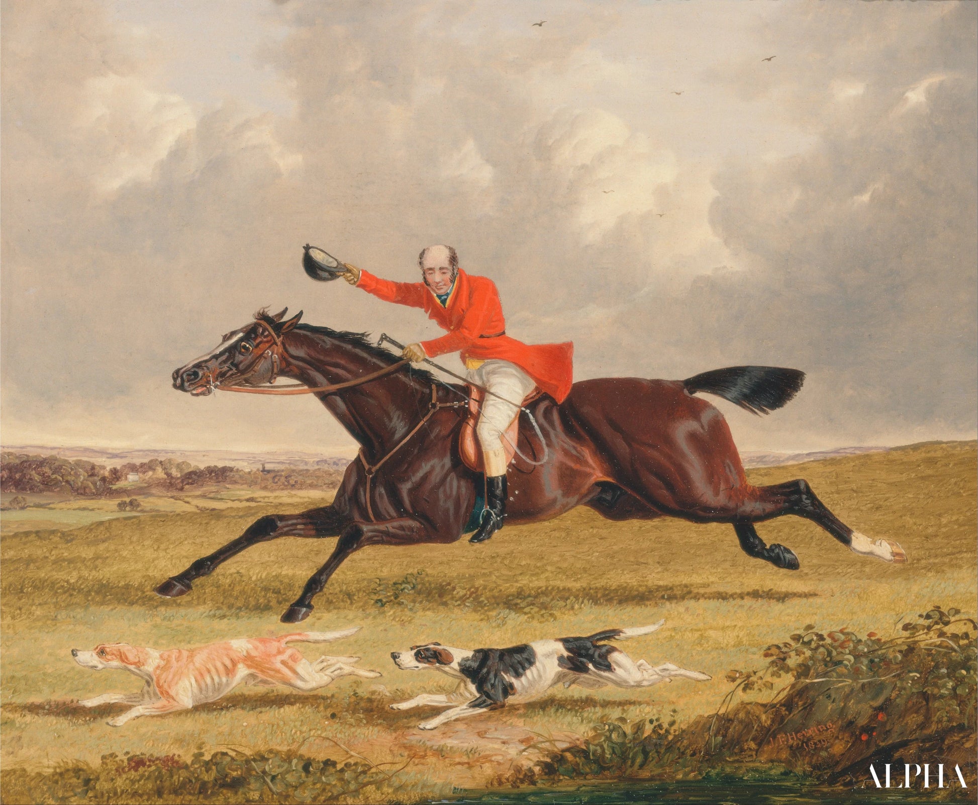 Chasse au renard : Encourager les chiens de chasse - John Frederick Herring Snr - Reproductions de tableaux et peintures haut de gamme