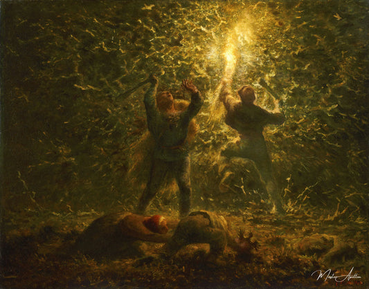 Chasser les oiseaux la nuit - Jean-François Millet - Reproductions de tableaux et peintures haut de gamme