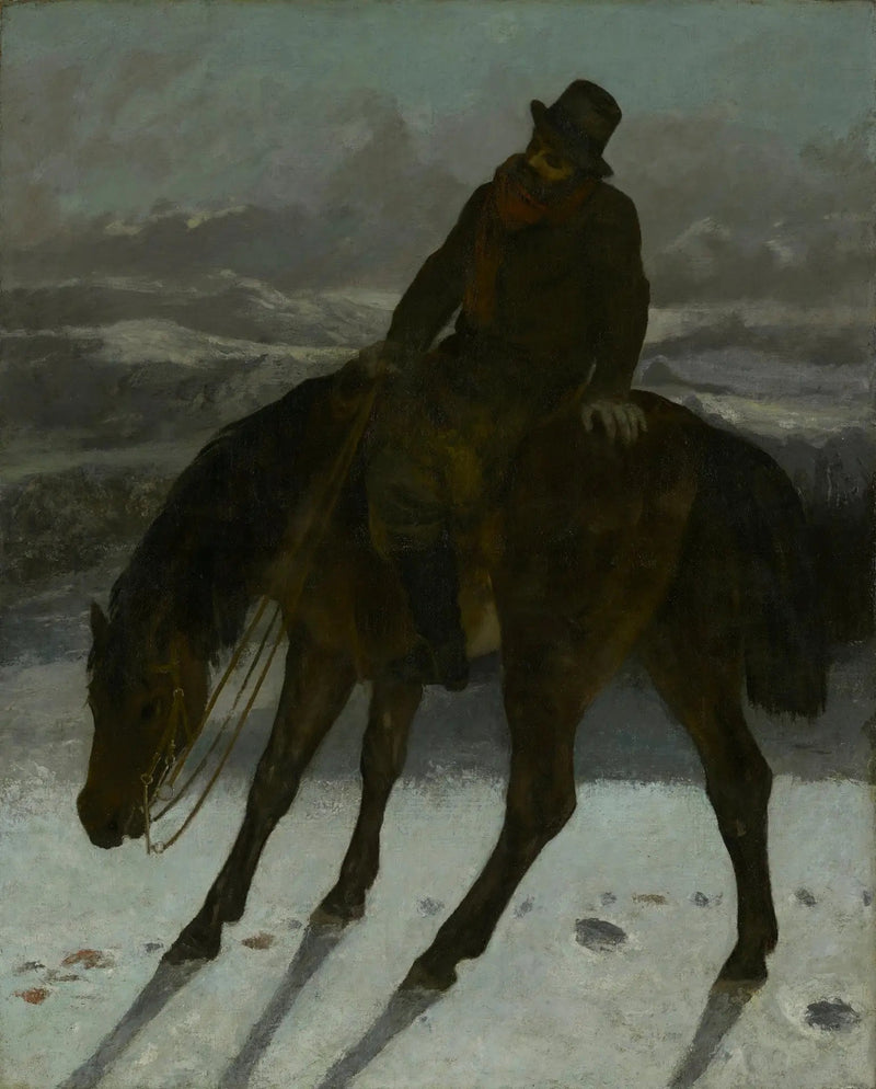 Ruiter te paard die het spoor terugvindt - Gustave Courbet