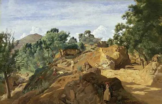 Rotsachtige kastanjeboom (Morvan of Auvergne) - Jean-Baptiste Camille Corot