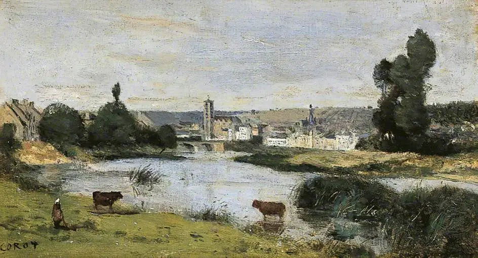 Château-Thierry. Vue d’ensemble avec la tour de Saint-Crépin - Jean-Baptiste Camille Corot - Alpha Reproduction