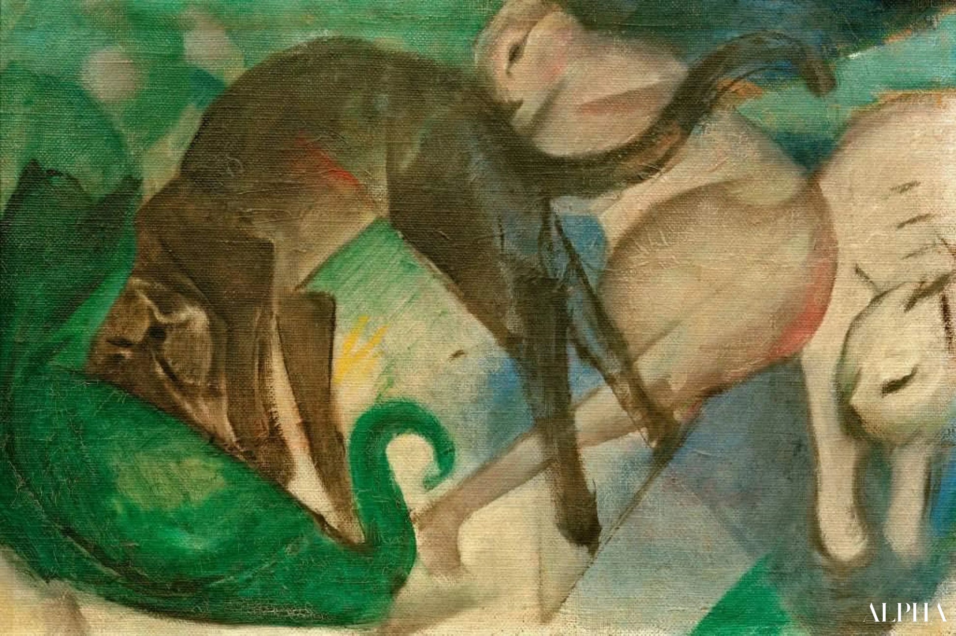 Chats spelend (schilderij van katten) - Franz Marc - Reproducties van schilderijen en hoogwaardige schilderijen