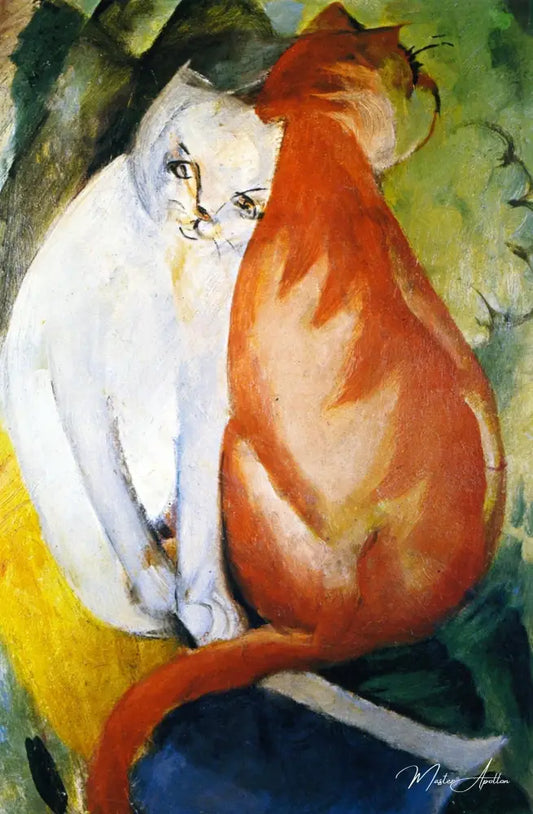 Chats, rouge et blanc - Franz Marc - Reproductions de tableaux et peintures haut de gamme