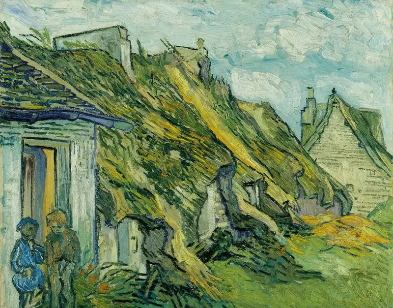 Vakantiehuisjes met rieten dak van zandsteen in Chaponval - Vincent van Gogh
