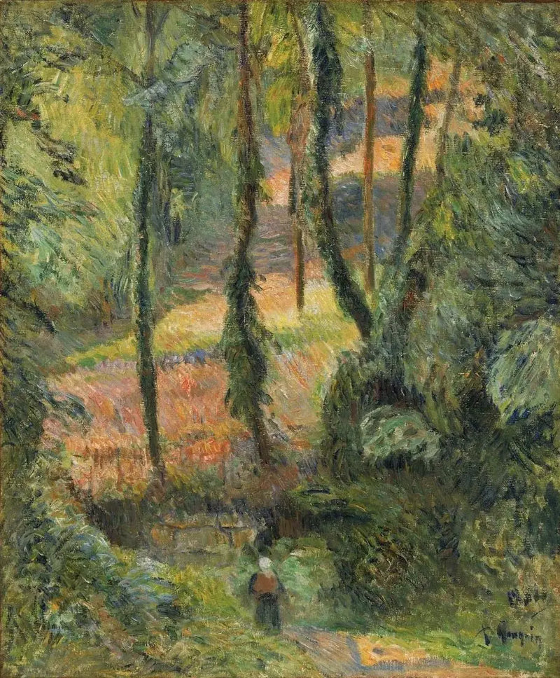Holle weg in een bosrijke helling - Paul Gauguin