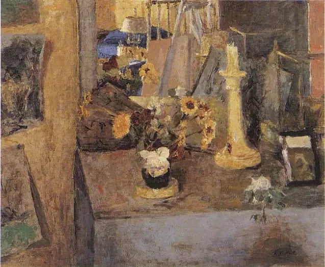 Haard met kandelaars - Édouard Vuillard