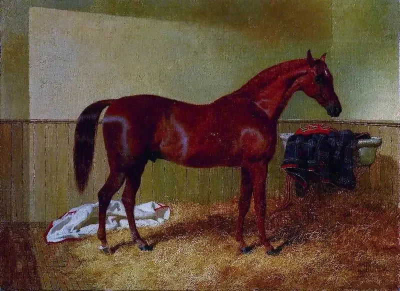Paard in een stal - John Frederick Herring, Sr.

Source:
Cheval alezan dans une écurie - John Frederick Herring, Sr.