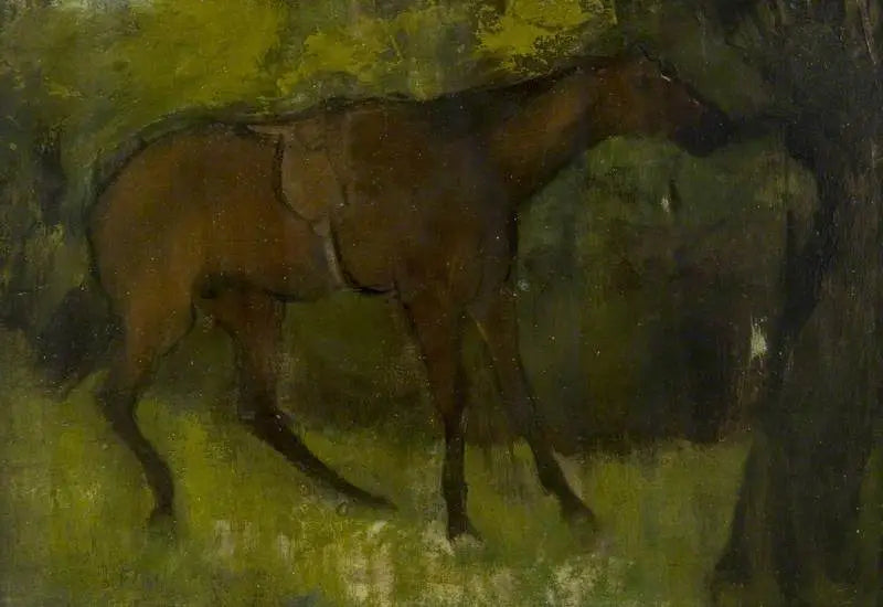 Paard vastgebonden aan een boom - Edgar Degas