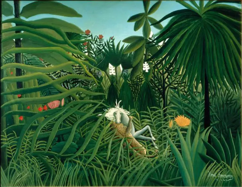 Paard aangevallen door een jaguar - Henri Rousseau