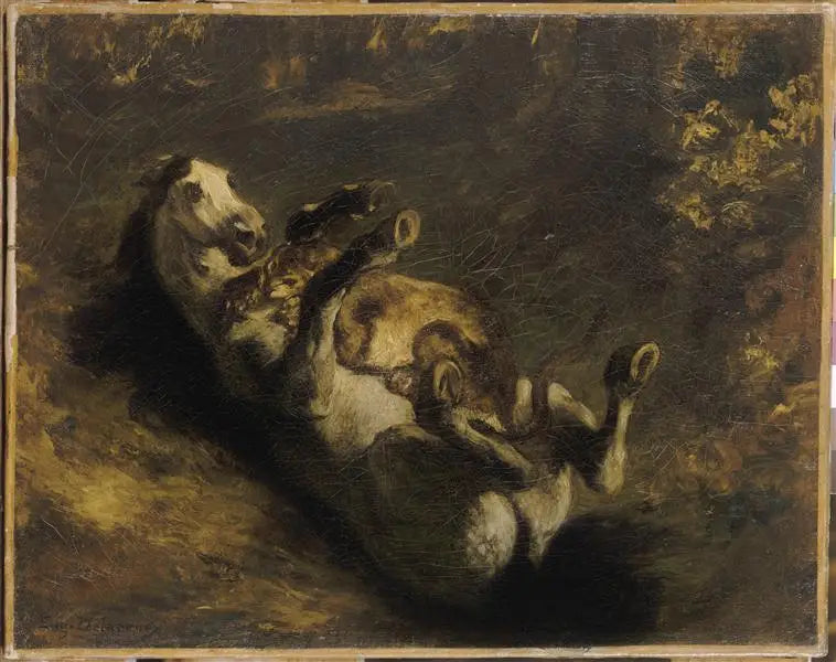 Paard aangevallen door een leeuwin - Eugène Delacroix
