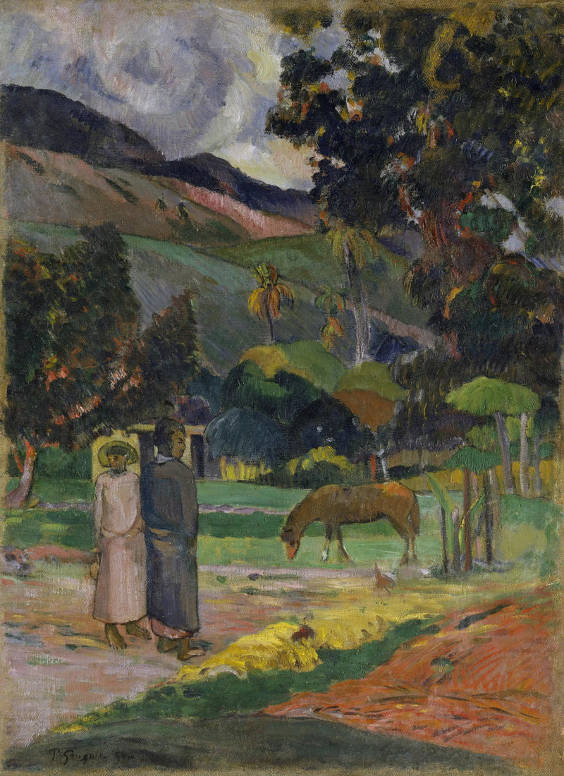 Paard in de wei - Paul Gauguin