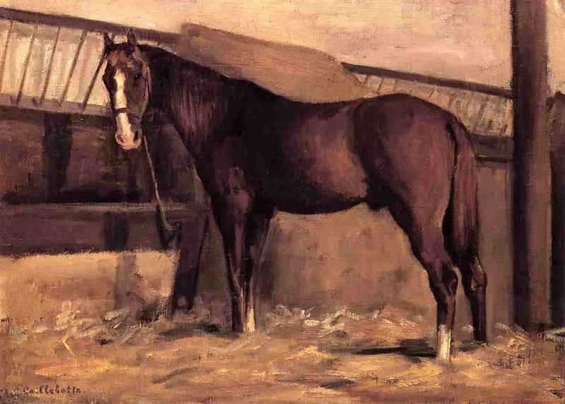 Roestbruine paard in de stal - Gustave Caillebotte