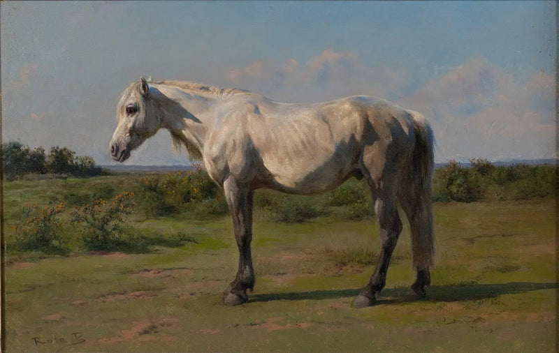 Wit paard in een weiland - Rosa Bonheur