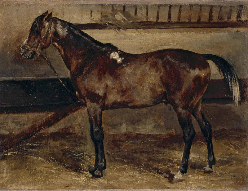 Bruine paard in de stal - Théodore Géricault