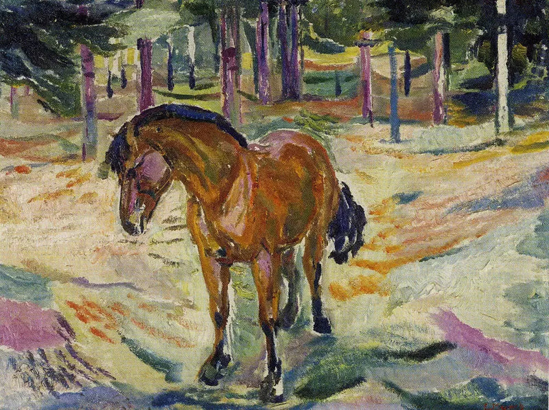 Paard in een landschap - Edvard Munch