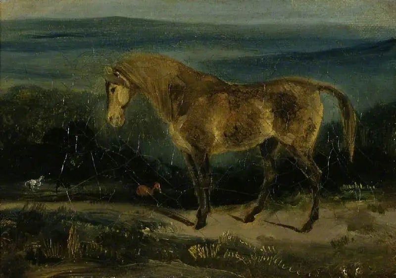 Paard in een landschap - Eugène Delacroix