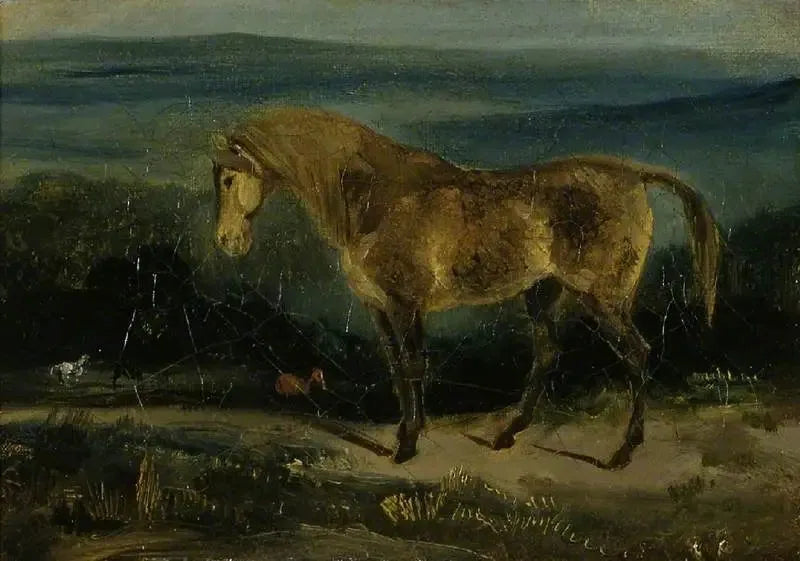 Paard in een landschap - Eugène Delacroix