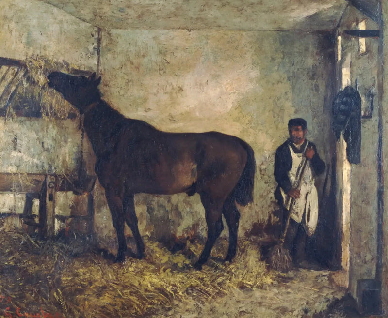 Paard in een stallen - Gustave Courbet