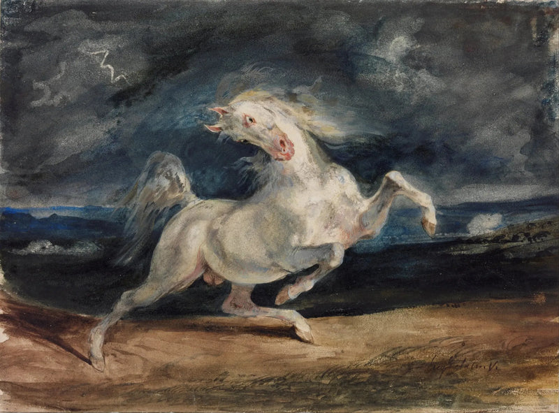 Schrikken paard door de storm - Eugène Delacroix