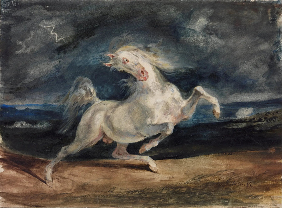 Schrikken paard door de storm - Eugène Delacroix